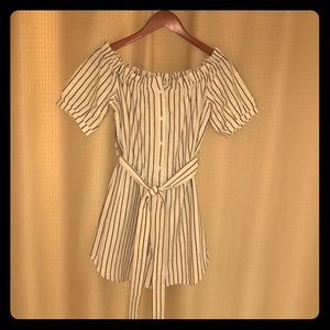 Trendy buttoned striped shirt dress